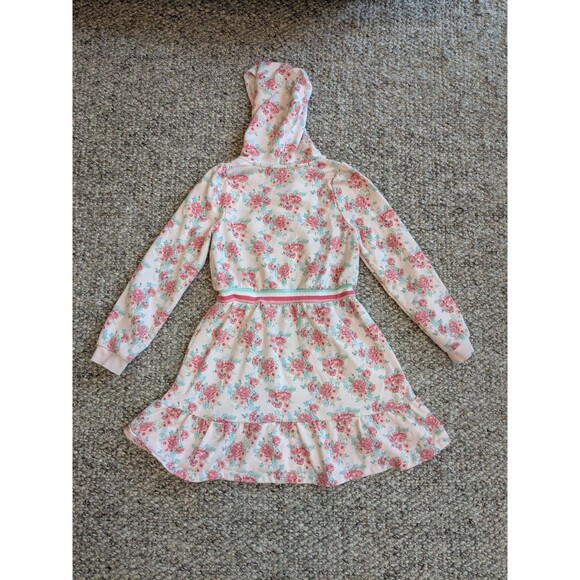 JANIE AND JACK Girls Pink Floral Long Sleeve Hooded Sweater Dress Girls Size 10 - Picture 8 of 8